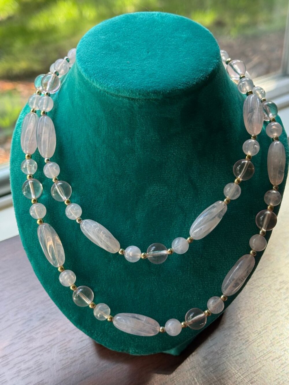 Vintage Frosted Pink Plastic Beaded Necklace